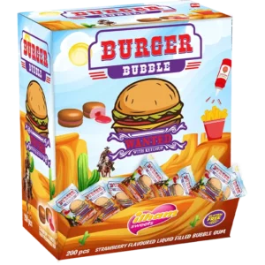 Burger Bubble Strawberry Flavoured Bubble Gum – 200 x 4,6g