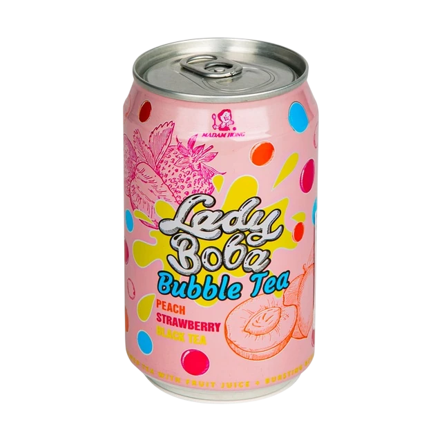 Madam Hong Lady Boba Bubble Tea Peach Strawberry Black Tea 320ml