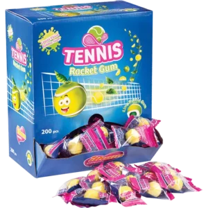 Tennis Rocket Lime / Lemon Flavoured Bubble Gum – 200 x 4,6g