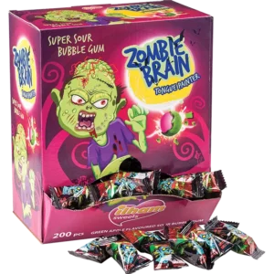 Zombie Brain Vampire Scream Green Apple Flavoured Sour Bubble Gum – 200 x 4,6g